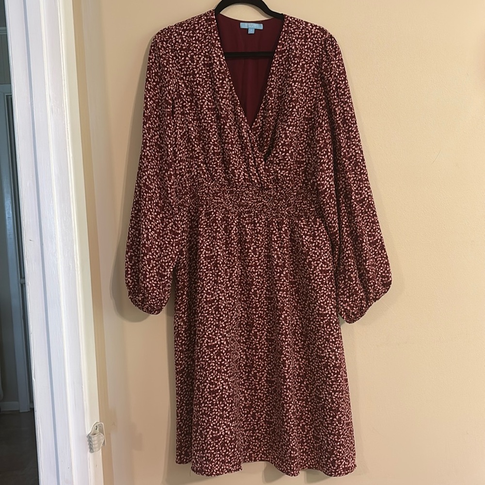 Draper James Maroon/Burgandy Fit and Flare Dress XL